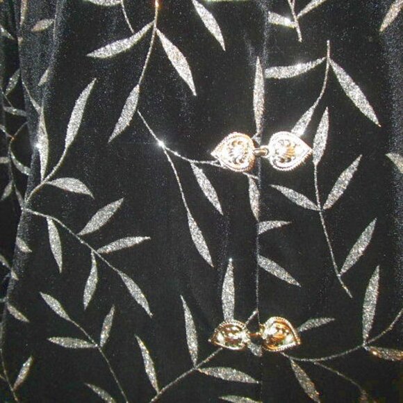 Vtg Black Velvet Embellished Blazer Size M Tunic Long Sleeves Formal Old Money - Picture 3 of 10